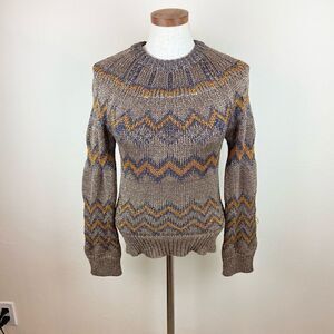 (nude) Gold Metallic Round-Neck Knit Sweater
